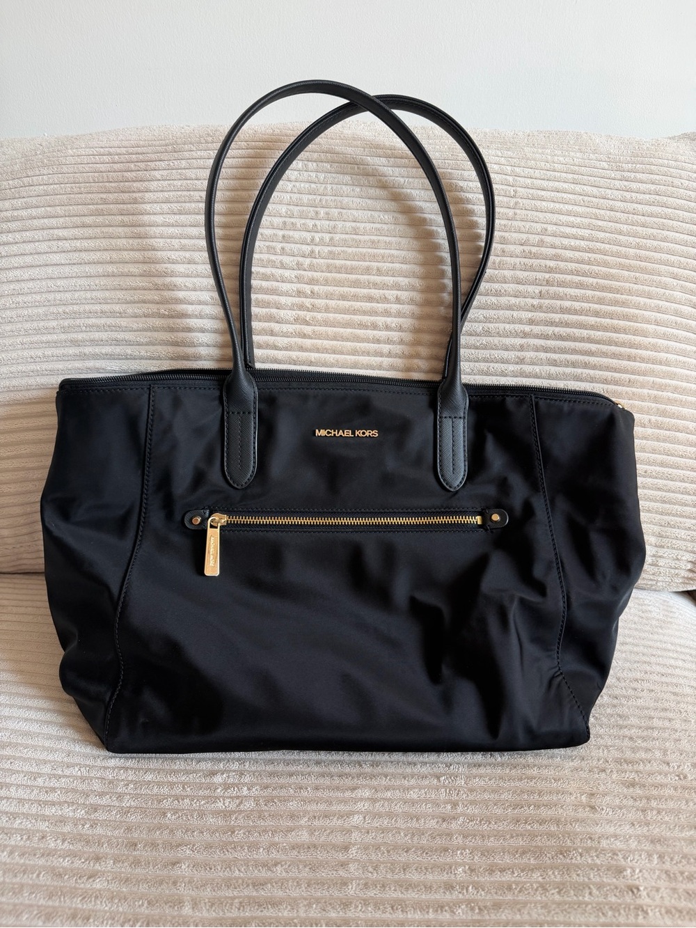 Michael Kors Black Tote with Gold Hardware Accent